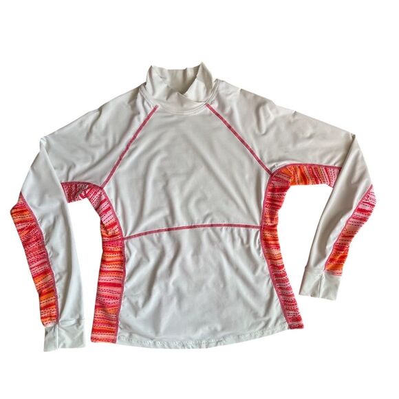 Athleta Women's Rash Guard Swim Top size L White Colorblock Long Sleeve - Picture 11 of 11